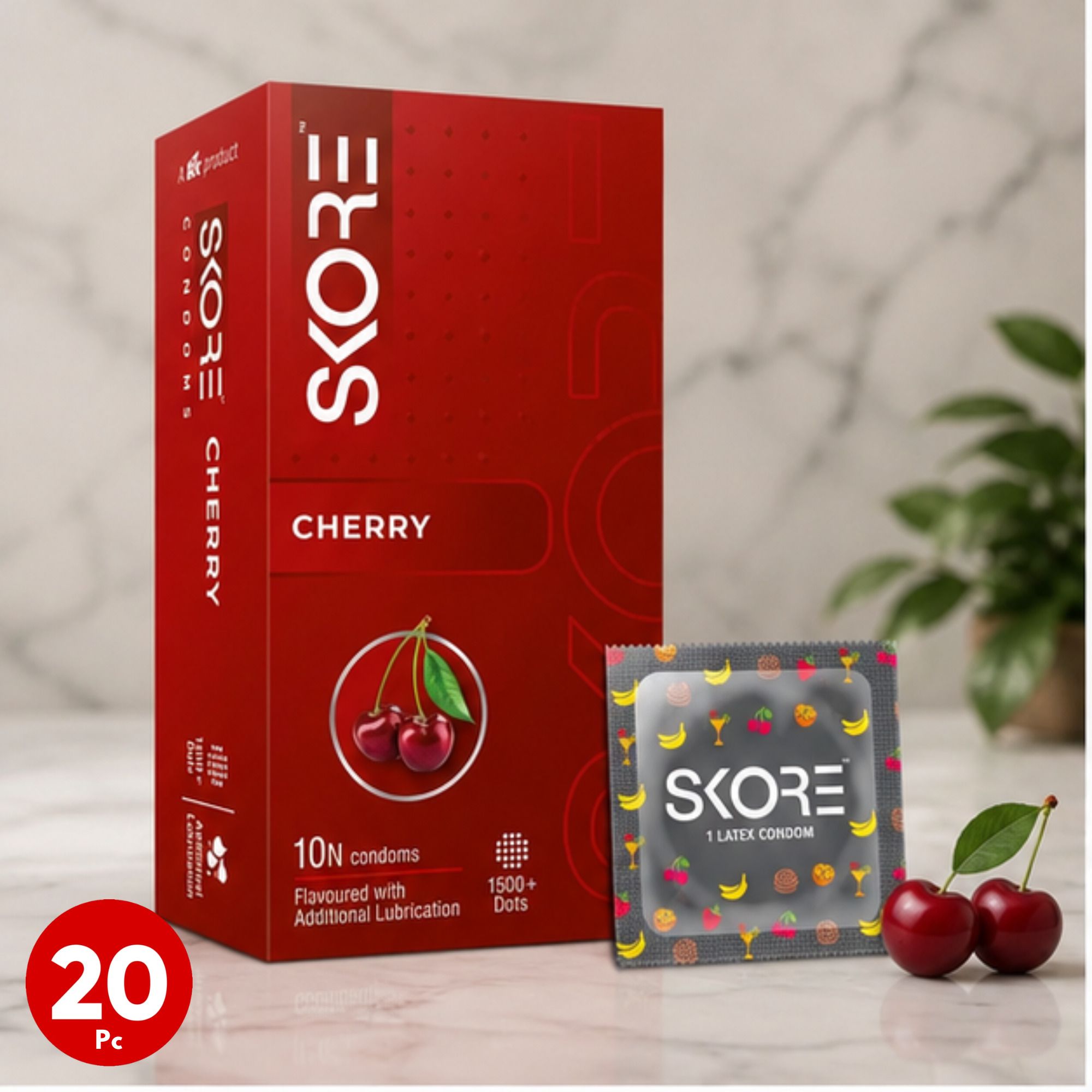 skore Cherry Flavoured Dotted Condoms Pack of 2 | 20 Condoms | Additional Lubrication Condom-picture-22