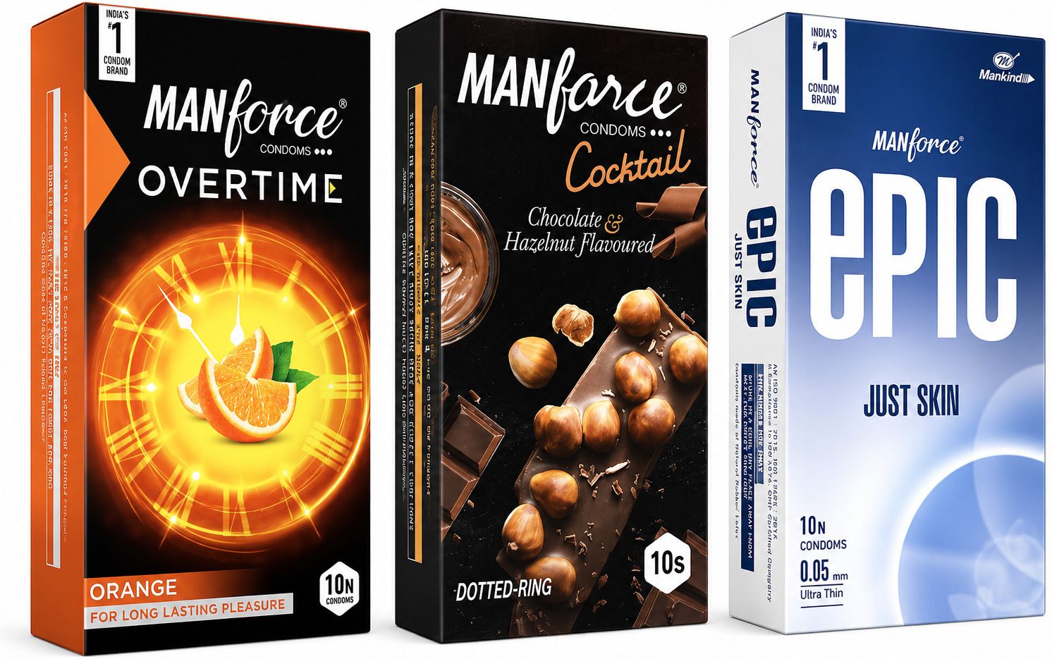 mankind Manforce Epic Just Skin , Cocktail Chocolate & Hazelnut , Orange Condom-picture-17