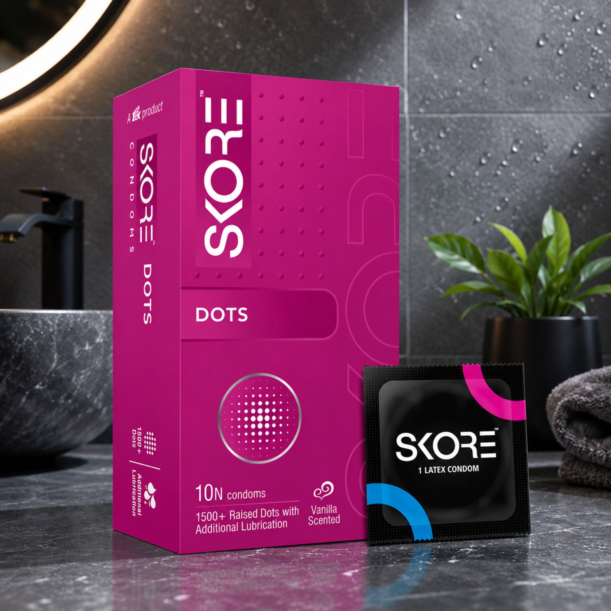 skore Dots Condoms with 1500+ Raised Dots & Vanilla Scented Pack of 1 | 10 Condoms Condom-picture-16