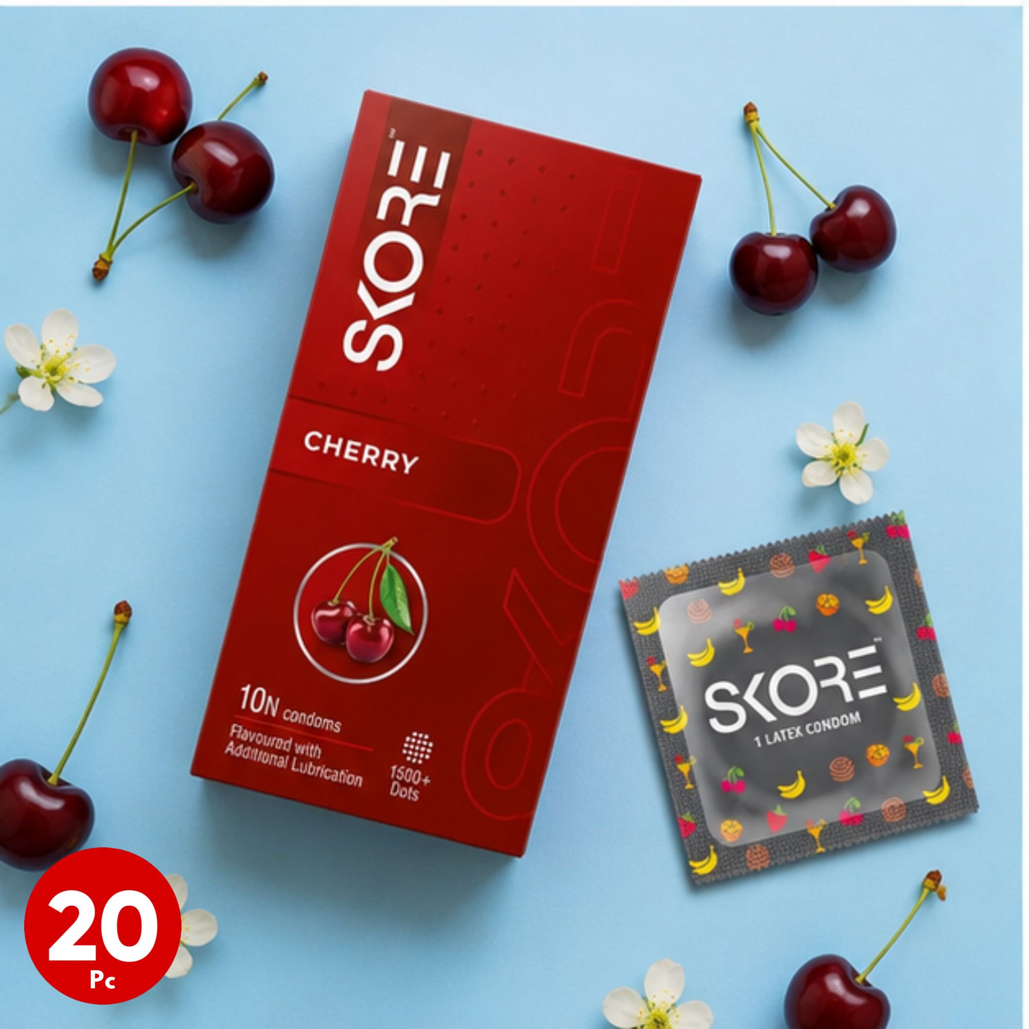 skore Cherry Premium Condoms with 1500+ Dots | Pack of 20 Condom-picture-25