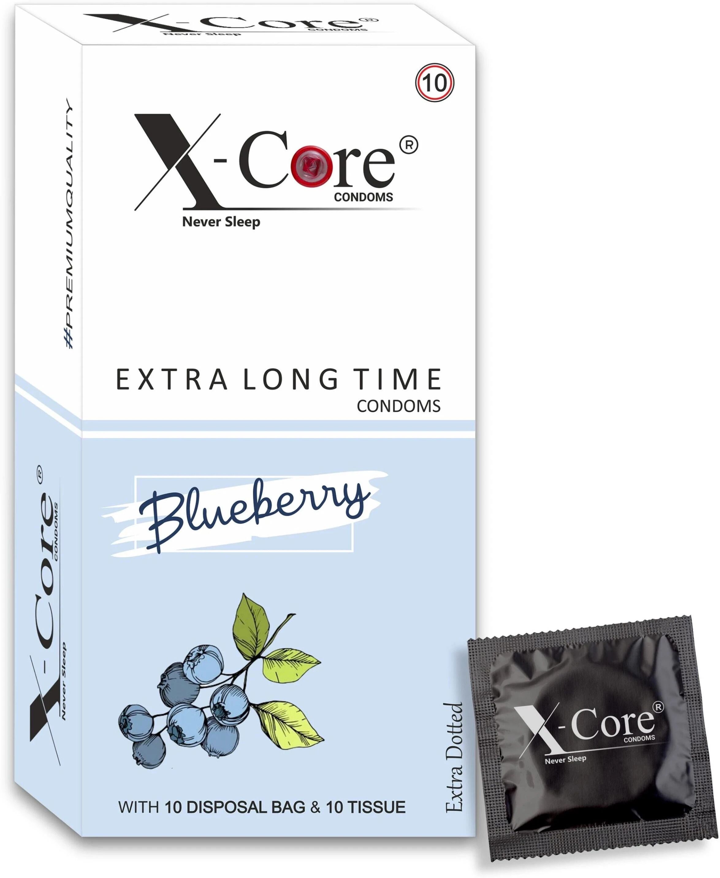 x-core Real Feel Condoms for Men -10 Count Extra Dotted for Her Pleasure (Blueberry) Condom-picture-26