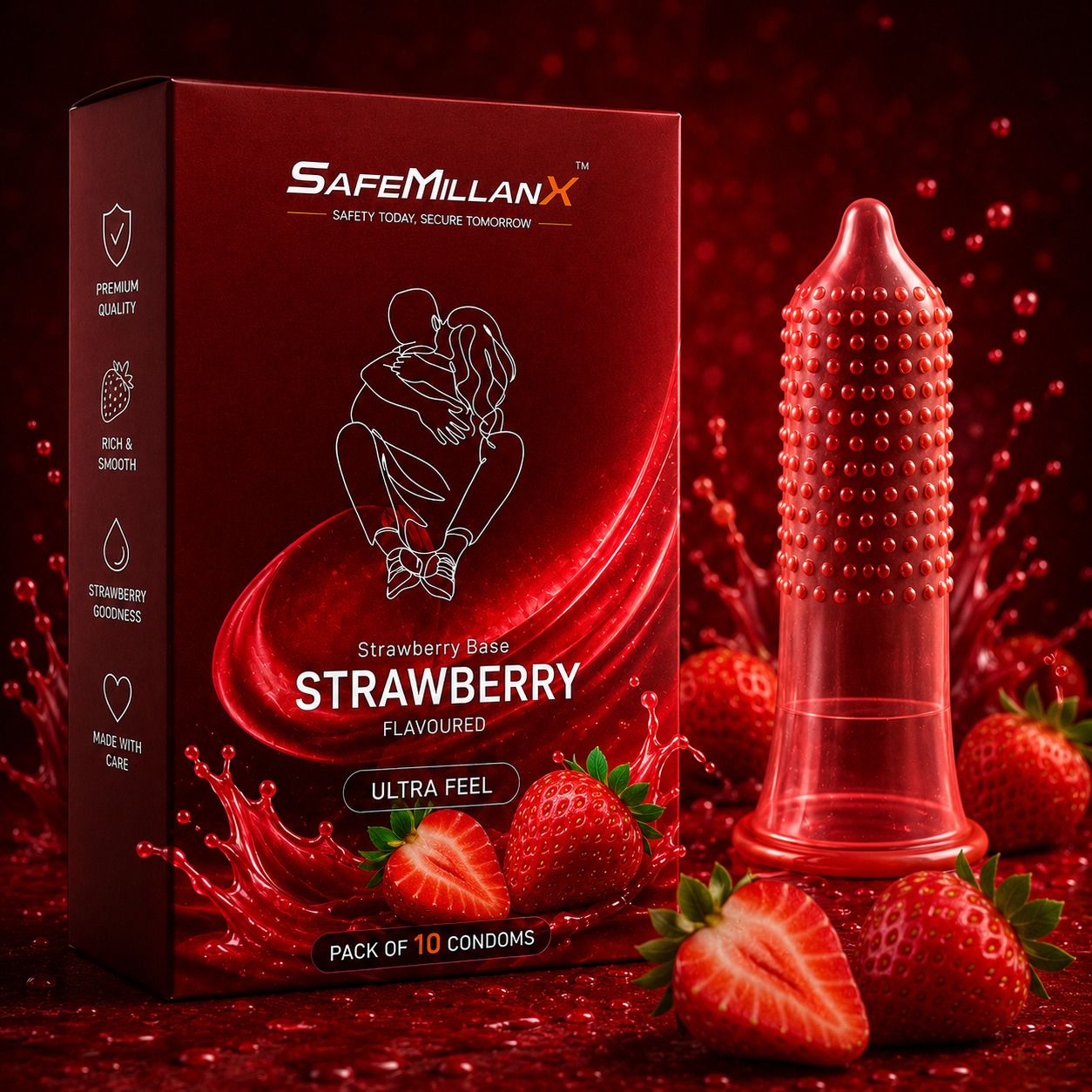 Strawberry Flavoured Dotted | Premium Latex | Extra Dots for Intense Pleasure Condom-image-41