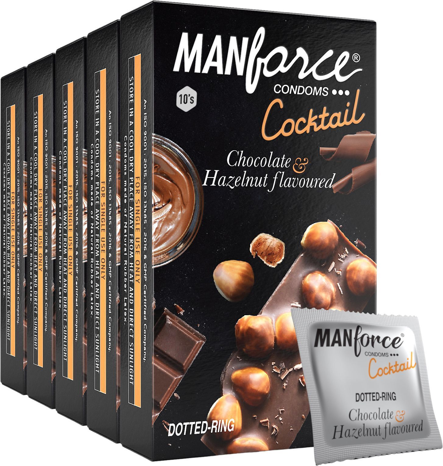 mankind Cocktail Condoms (DottedRings), Hazelnut & Chocolate Flavoured,10 x Pack of 5 Condom-picture-7