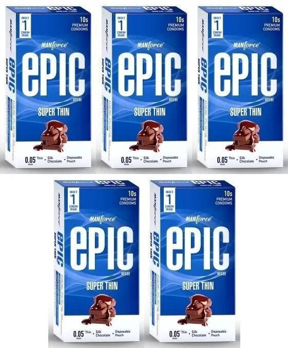 mankind Epic Super Thin Silk Chocolate Flavoured Premium Condoms (10 Sheets) x Pack of 5 Condom-picture-28