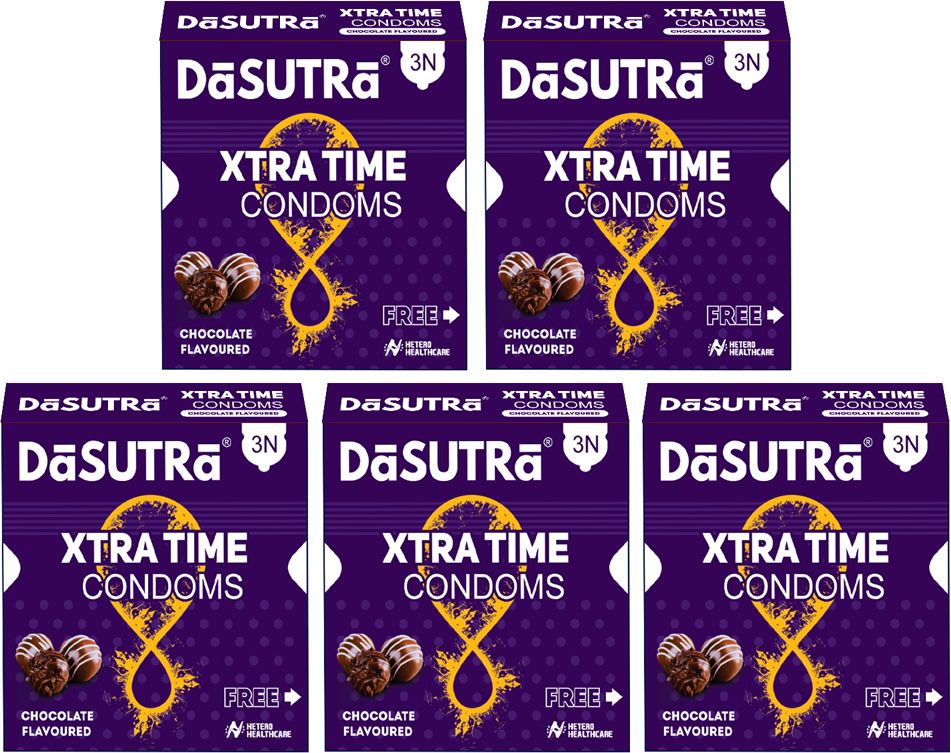 Xtra Time Long Lasting 3S Condoms | Ribbed Dotted Contour | Chocolate Condom-image-0