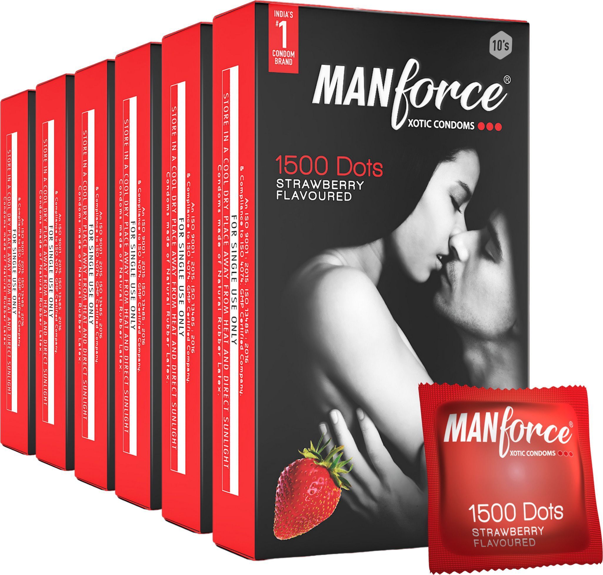 mankind Xotic Strawberry Flavoured Extra Dotted Condoms for Men - 10 pcs x Pack of 6 Condom-picture-8