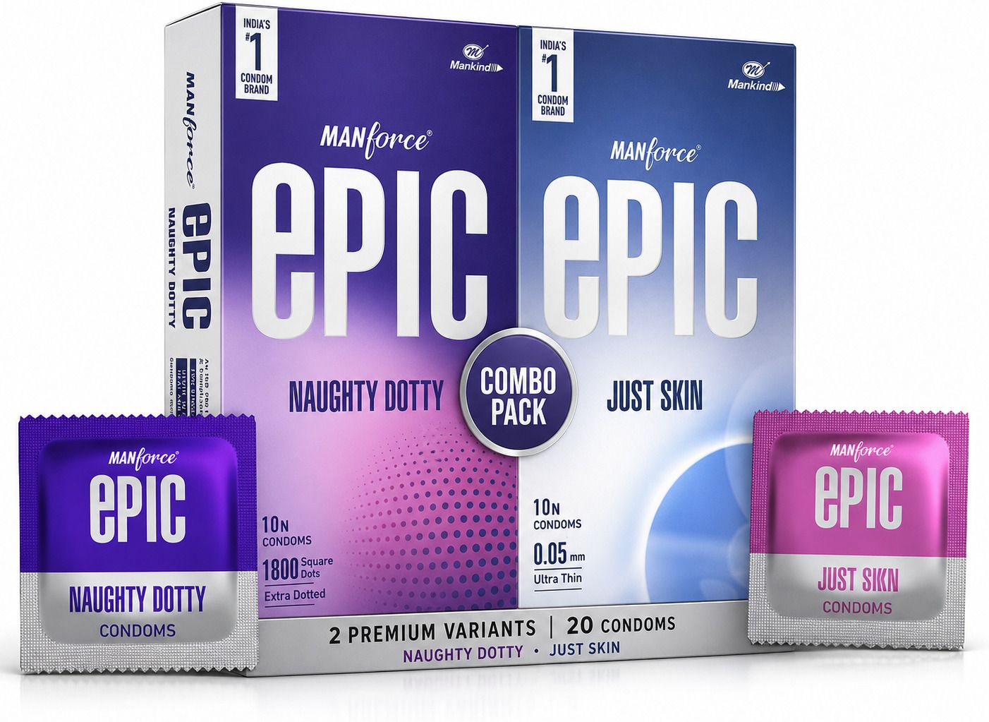 mankind EPIC NAUGHTY DOTTY , JUST SKIN CONDOMS | EXTRA DOTTED , ULTRA THIN |20 SHEET Condom-picture-40