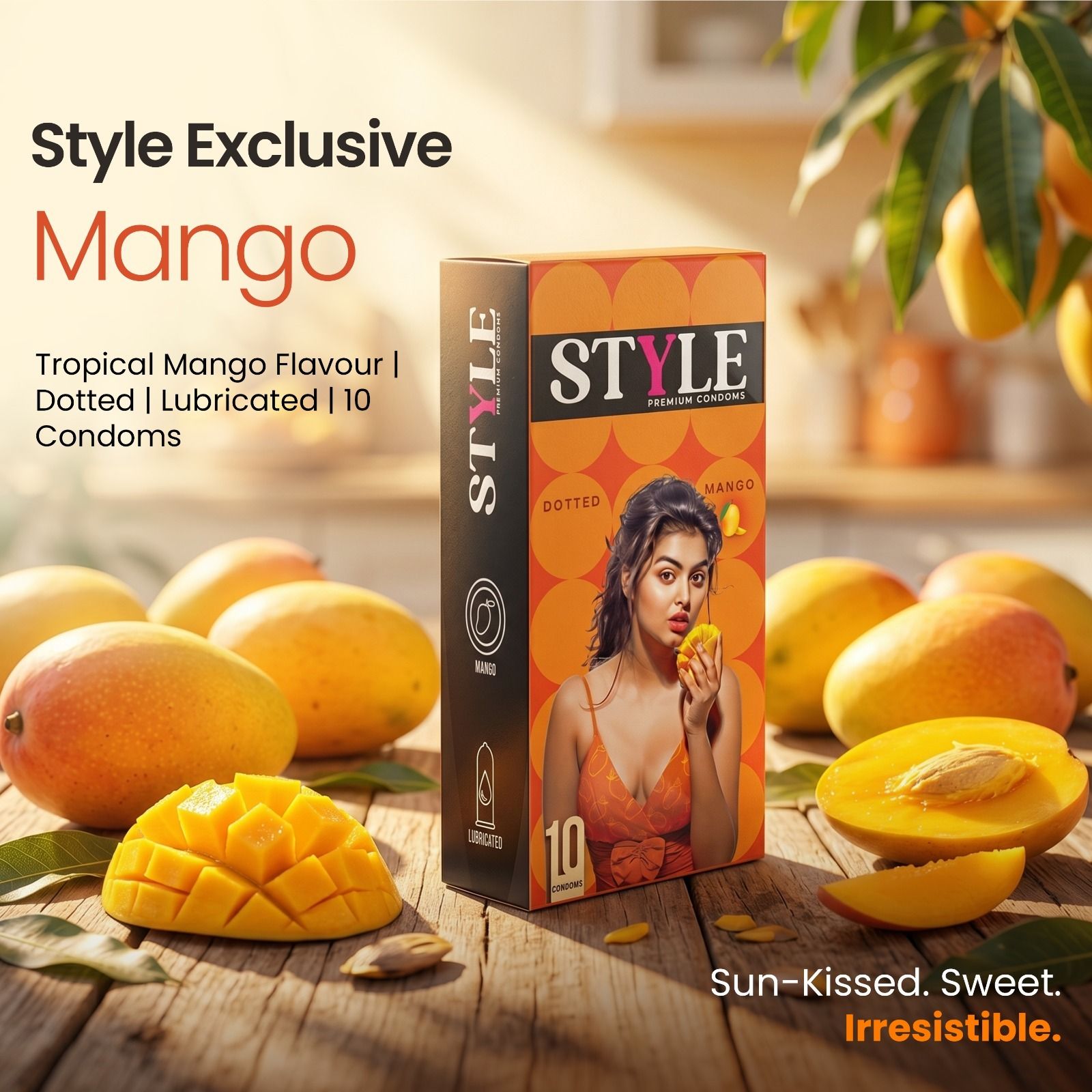 style Premium Mango - Flavoured Dotted Condoms | Tropical & Sweet | 2X10s Pack Condom-picture-38