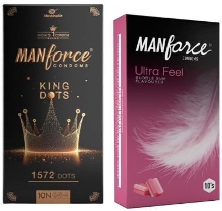 mankind King Dots Extra Dotted Condoms 10 Pcs & Ultrafeel Bubble Gum Condoms 10 Pcs Condom-picture-11