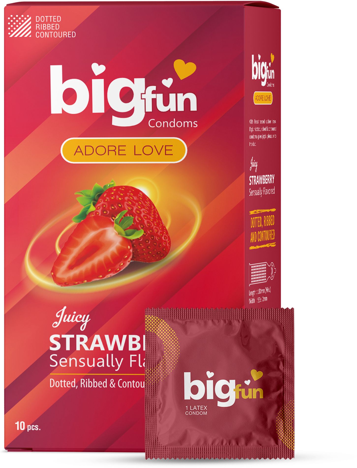 bigfun Juicy Strawberry Flavoured Condoms | Ribbed, Lubricated & Pleasure-Enhancing Condom-picture-25