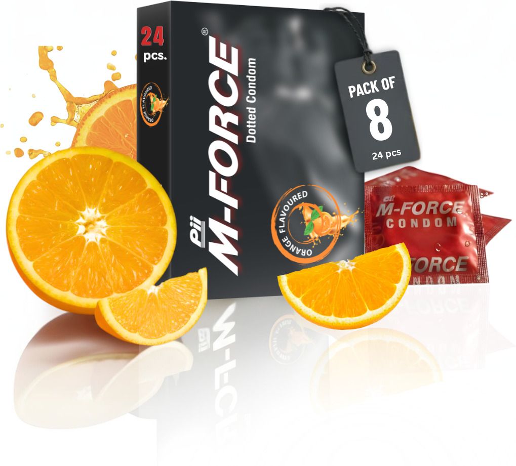 m-force Dotted Orange Flavour Latex Condoms for Men Smooth Fit Condom-picture-22