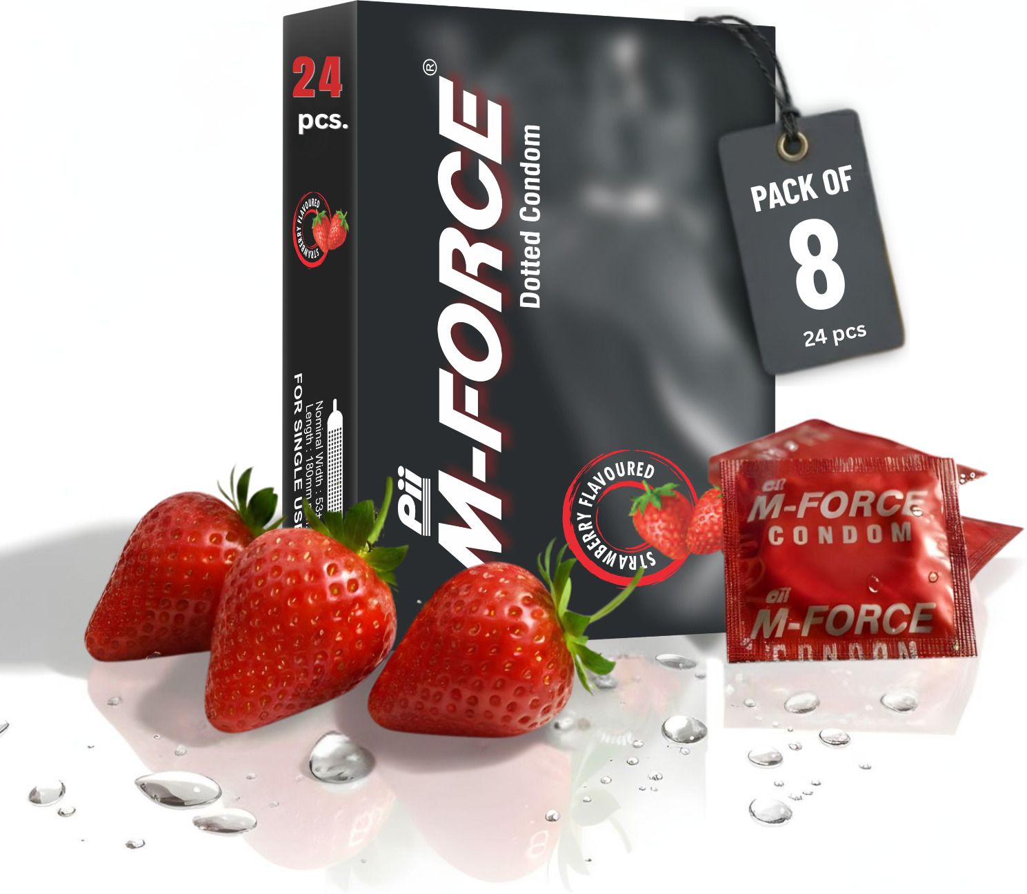 m-force Strawberry Flavoured Dotted Condoms for Men Premium Latex Pack Condom-picture-30
