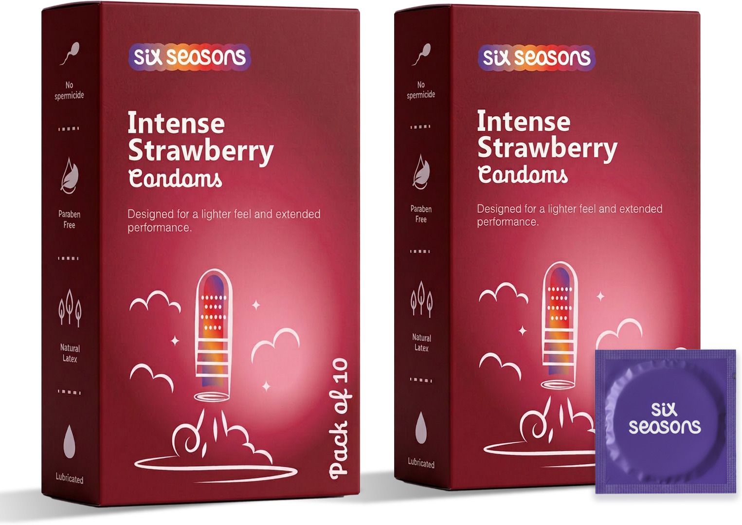 Intense Strawberry Flavoured Long Lasting Ribbed & Dotted Texture Condoms Condom-image-39