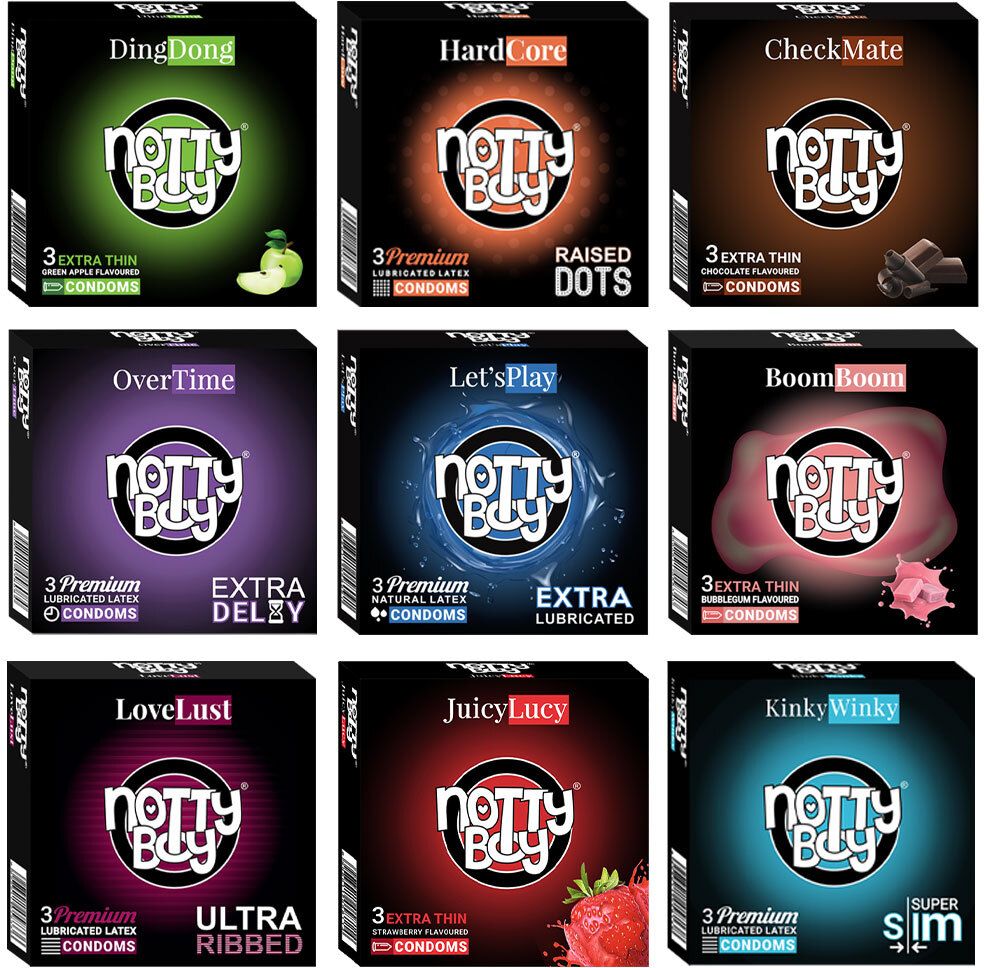 nottyboy Honeymoon Pack Mix Variety (Extra Time, Ribbed, Extra Dotted, Extra Thin, Plain, Strawberry, Apple, Chocolate) Condom-picture-23
