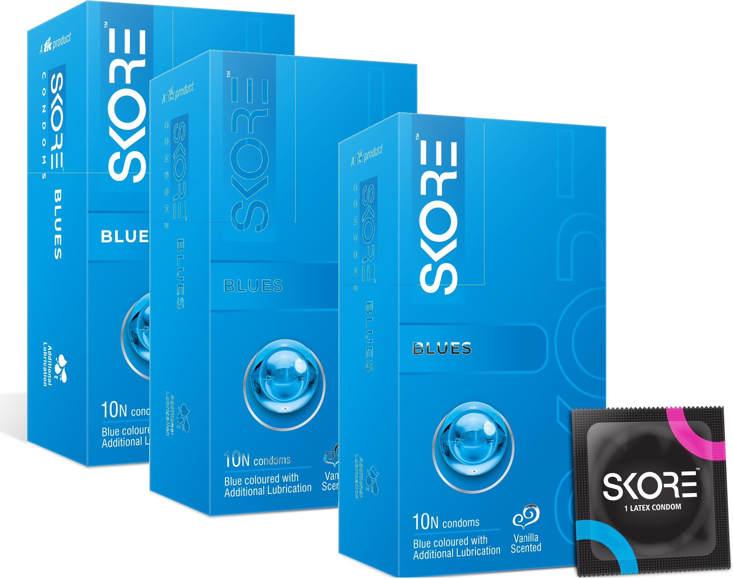 Blues Condom | Extra Lubrication & Vanilla Scented | 10 Sheets | Pack of�3 Condom-image-38