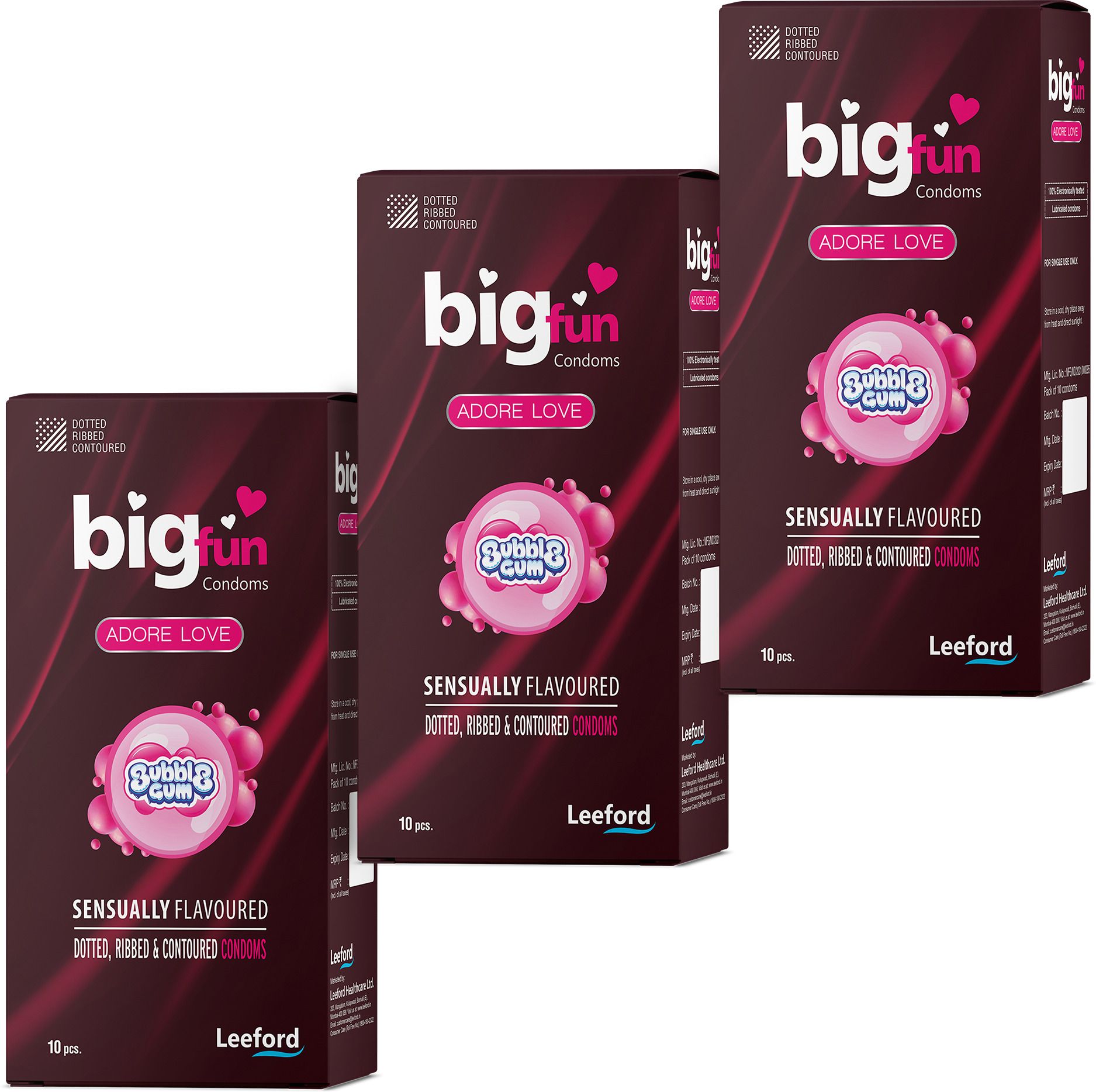 bigfun Bubblegum Flavoured Dotted Condoms | Ribbed, Contoured | Skin-Safe Lubrication Condom-picture-10