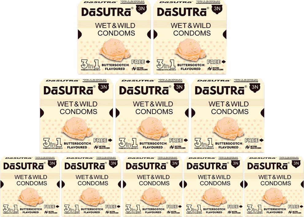 Wet and Wild Dotted Condoms For Men | 3 in 1 Multi-Textured | Butterscotch Condom-image-24