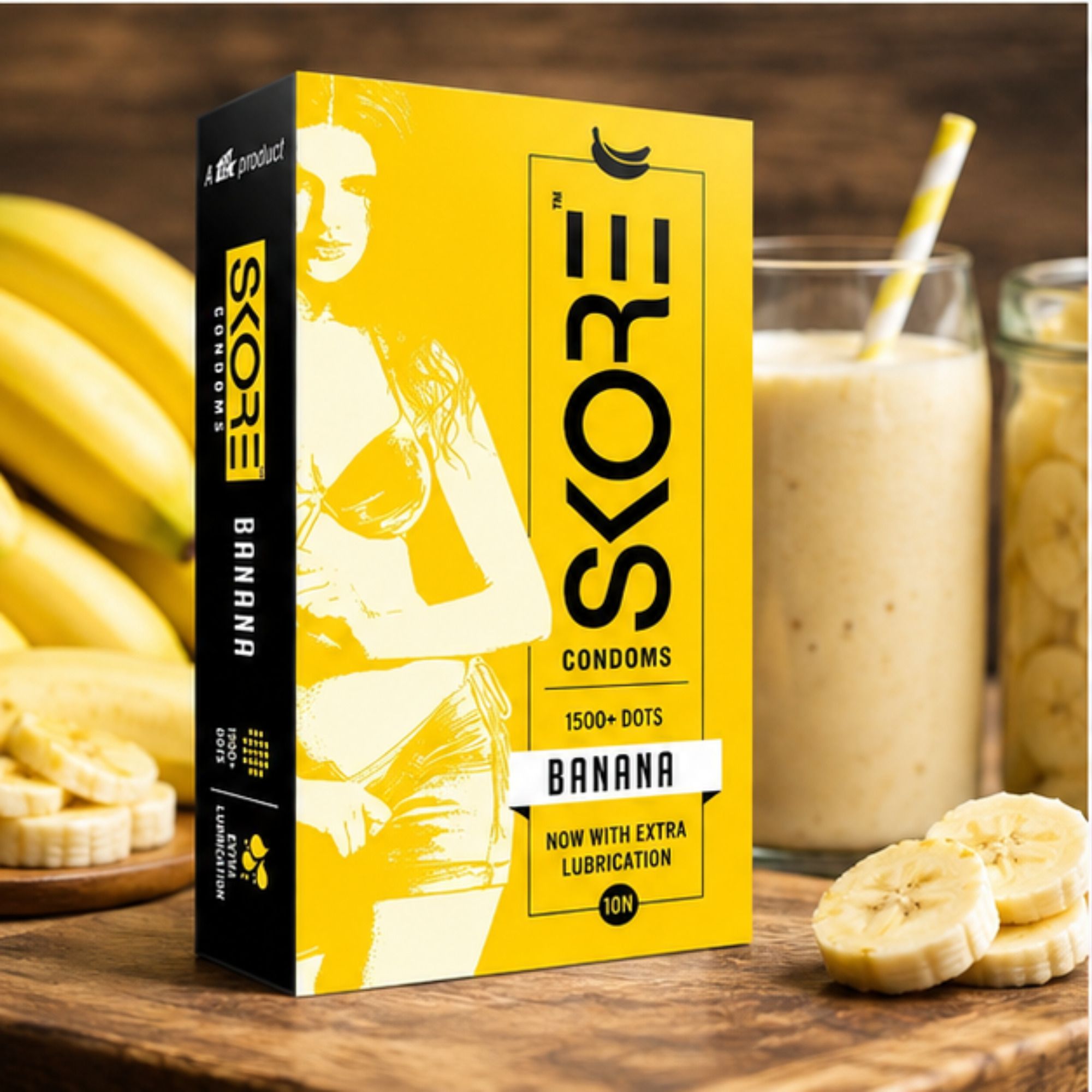skore Banana Flavoured Dotted Condoms | 10 Count Condom-picture-5