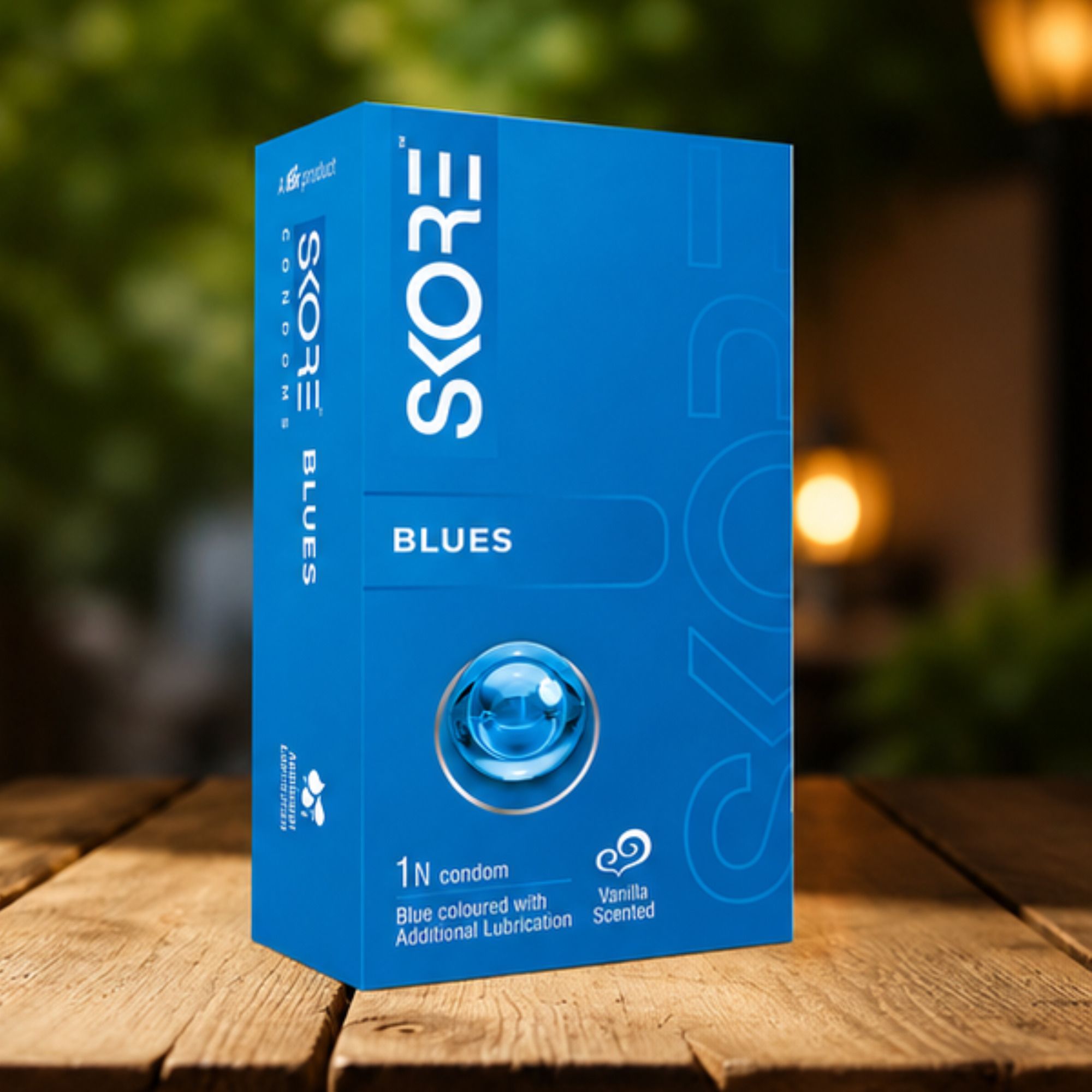skore Blues Blue Coloured Condoms with Vanilla Scent & Extra Lubrication 10N Pack of 1 Condom-picture-9