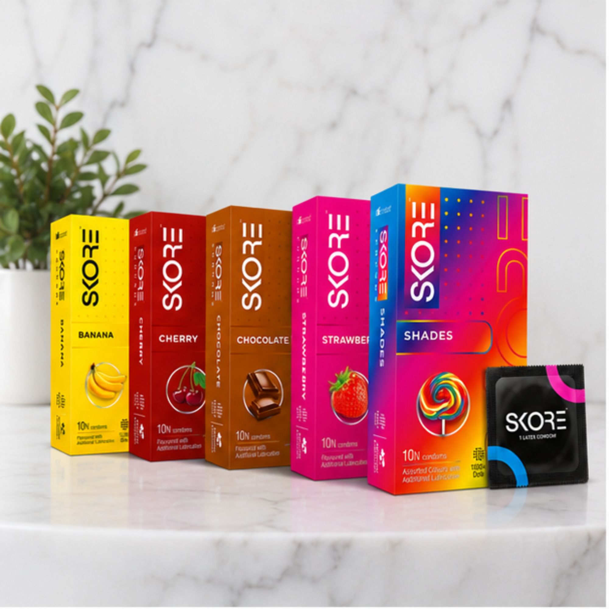 skore Premium Assorted Flavoured Condoms with Extra Lubrication Pack of 50 Condom-picture-23