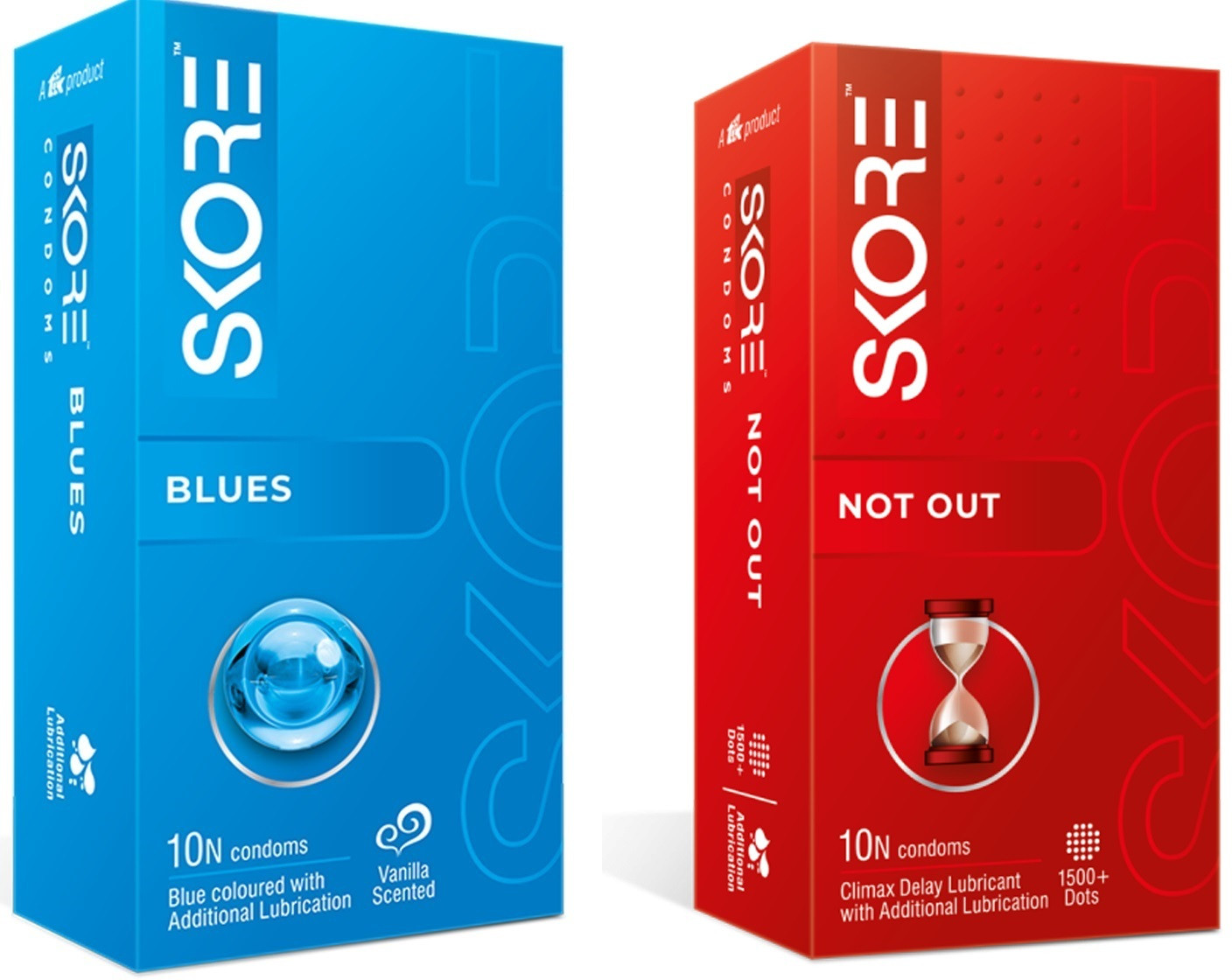 skore Not Out 10 With Blues 10 with Extra Lubrication Not Out Condom (10s x 2) Condom image 1