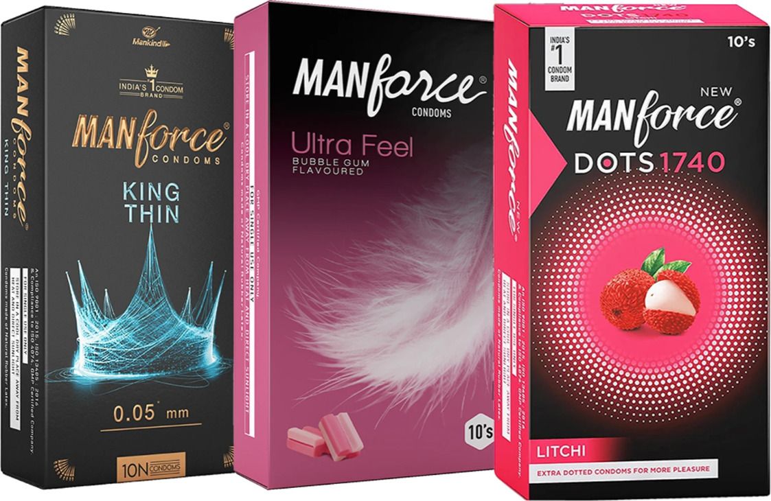 mankind MANFORCE Condoms combo Pack (Litchi, Ultra Feel, King thin condoms 30 Pcs Condom-picture-12