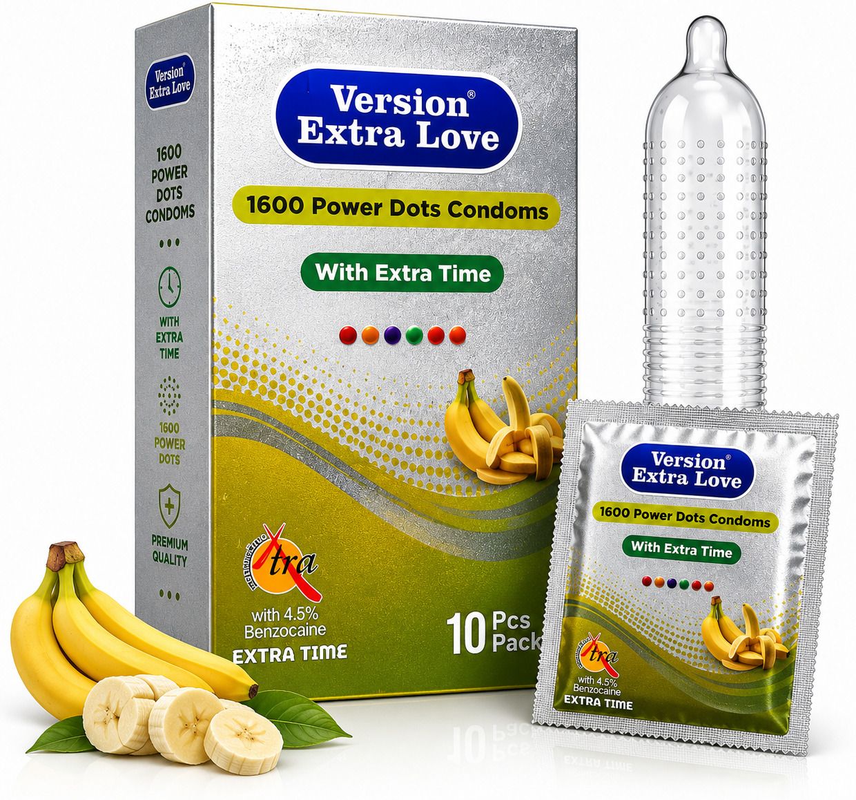 1600 Dots Extra Dotted Banana Flavoured Condoms Pack of 10 Condom-image-42