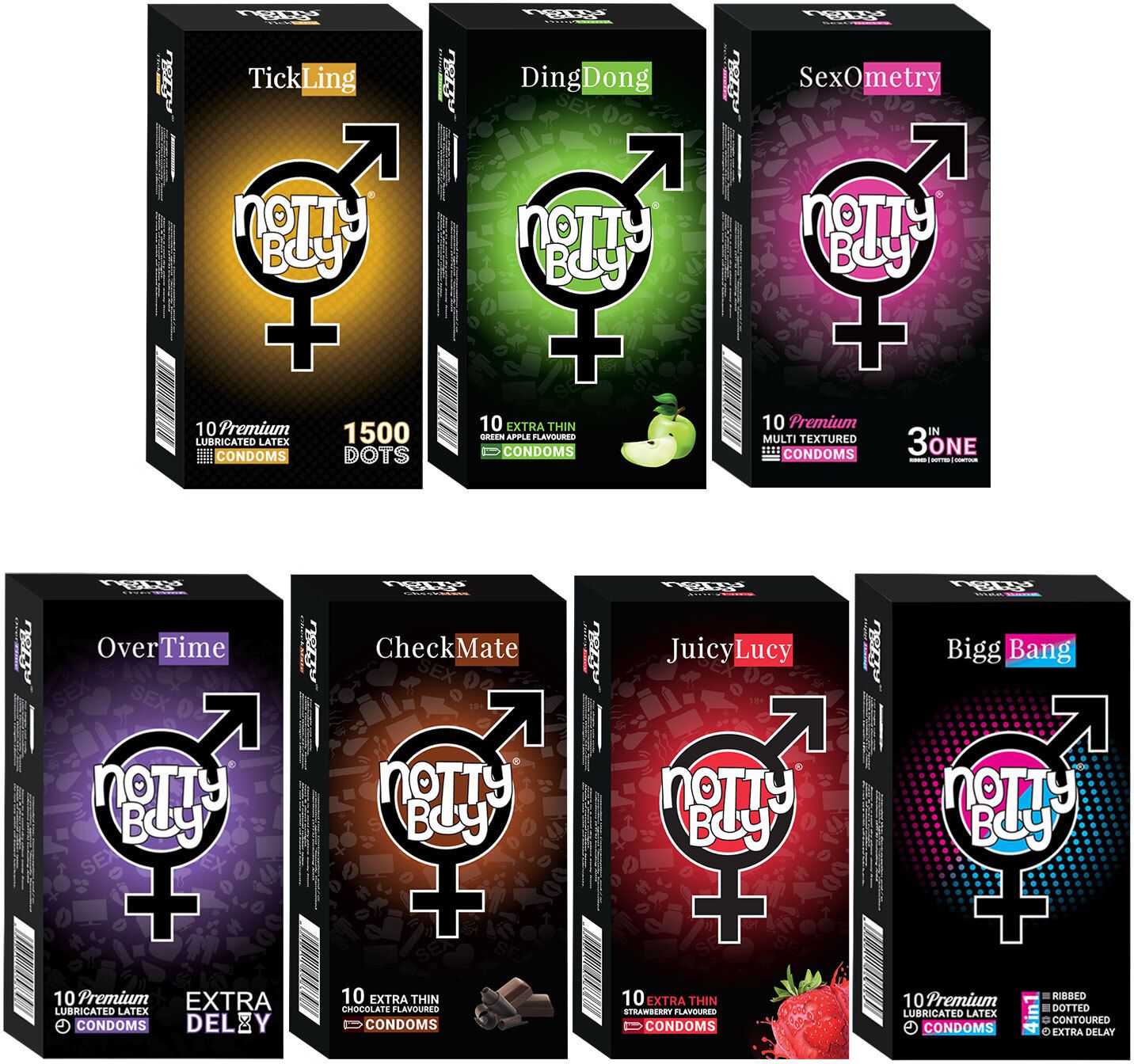 nottyboy Honeymoon Package Extra Dotted, Ribbed, Contour, Extra Time and Flavoured Condom-picture-21