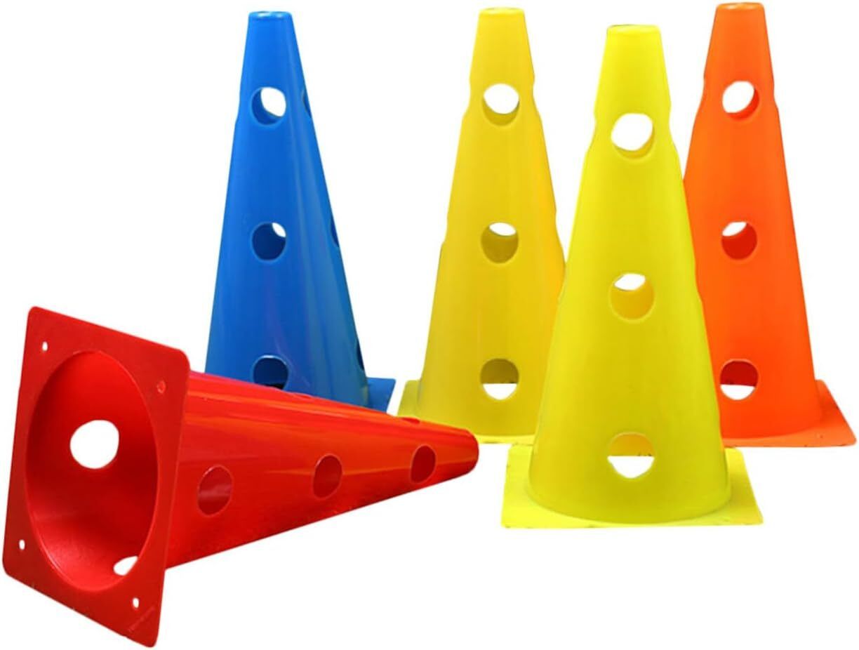 ymd Cone Set 5Pcs 12" Training Cones with Holes Agility Cone for Football Basketball Polyethylene Speed Hurdles-picture-5