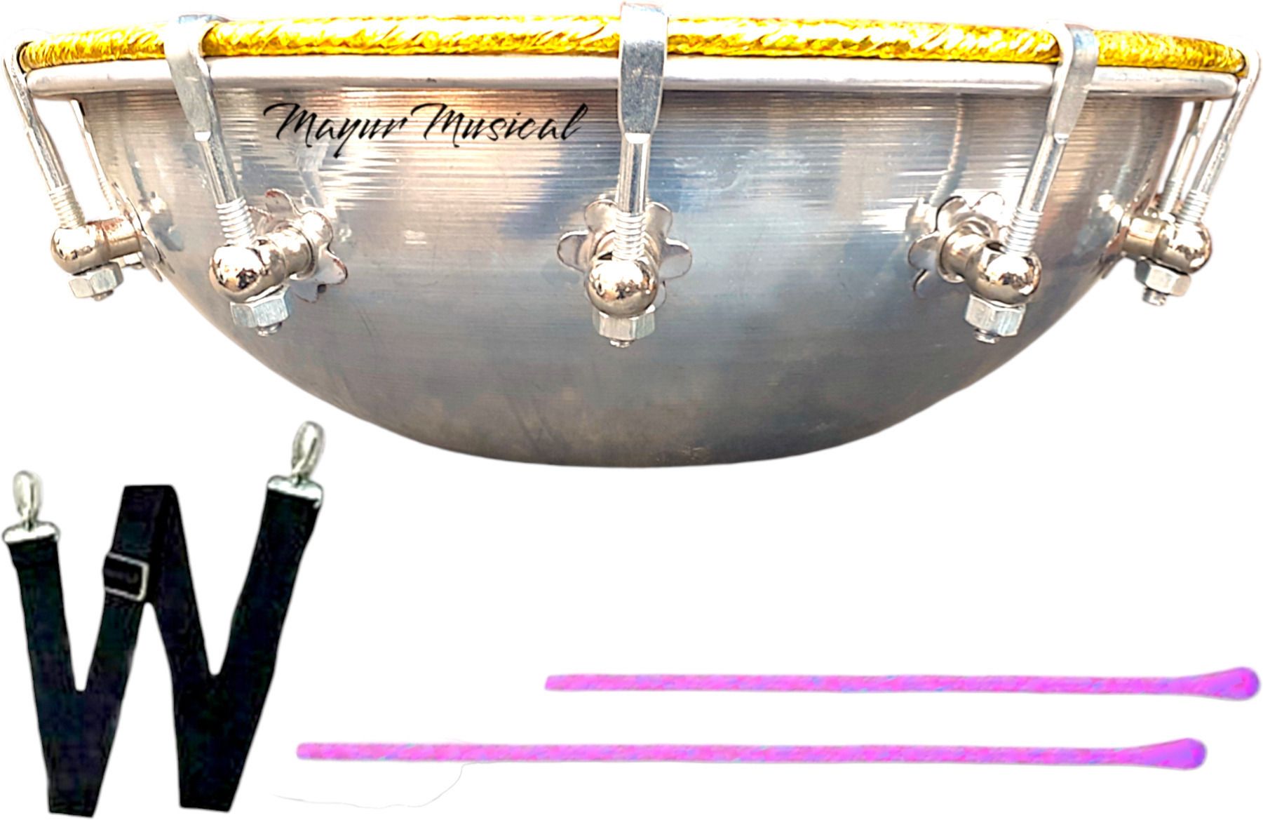 Tasha Drum Steel Dhol with 2 Stick and Belt 12 Inch Conga-image-41