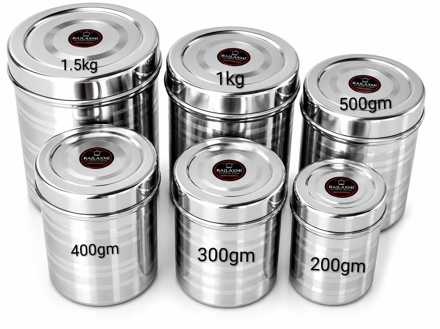 Steel, Stainless Steel Grocery Container - 1500 ml, 1000 ml, 500 ml, 400 ml, 300 ml, 200 ml-image-44