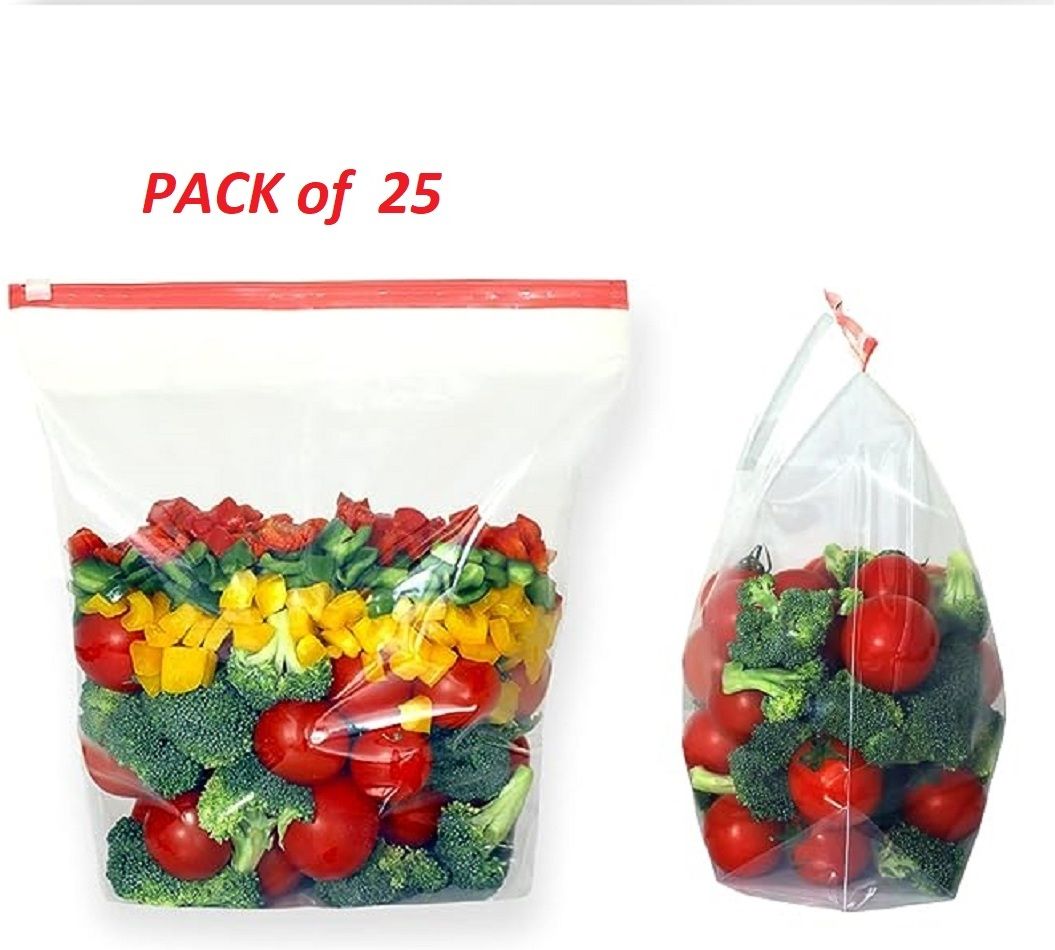 hennyv commerce Reusable Transparent Zip Lock Storage Bags for Fruits & Vegetables (Pack of 25) Travel Storage Vacuum Bags-picture-12