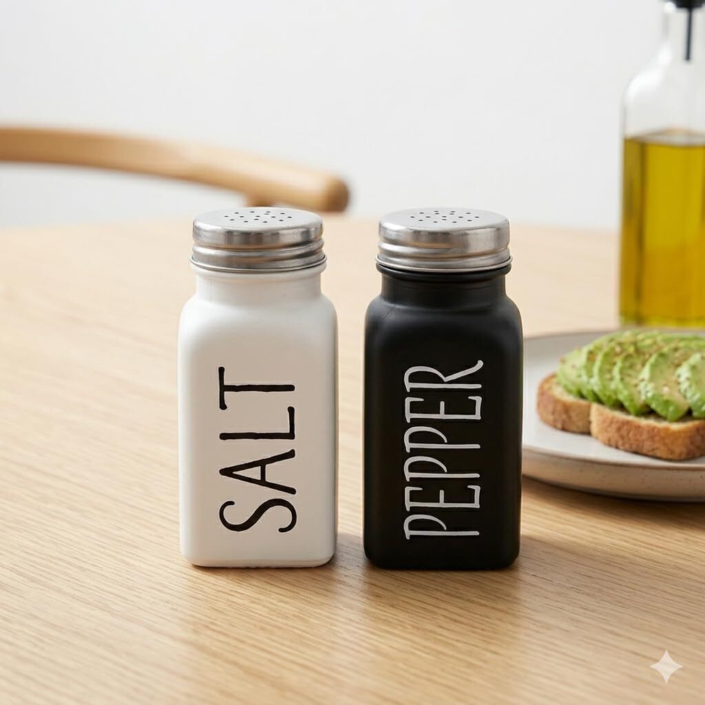 otak Salt and Pepper Shaker Set -Matte Finish Glass Bottles with Stainless Steel Lids Sugar Sprinkler Shaker 249 gm-picture-29