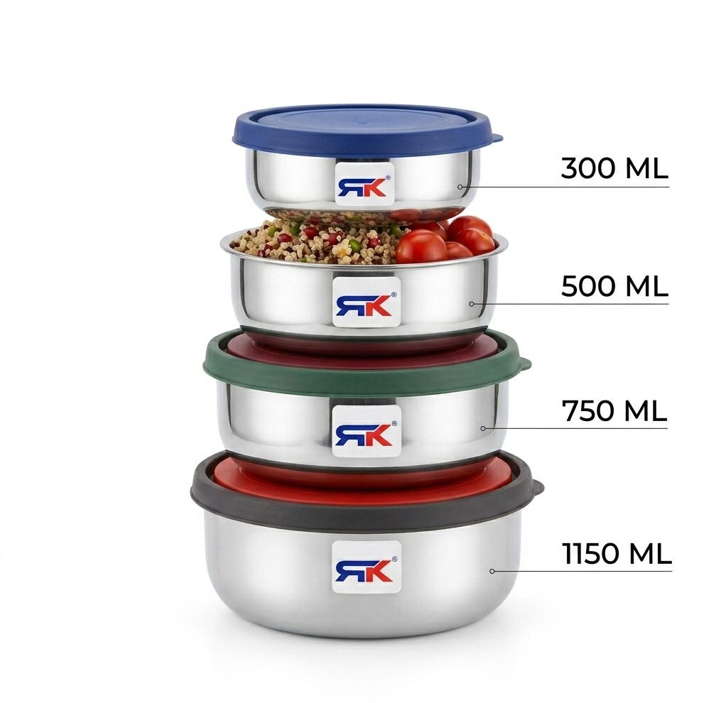 rk Stainless Steel Storage Bowl Customer Choice 8pc New Model Pushlock Set-picture-16