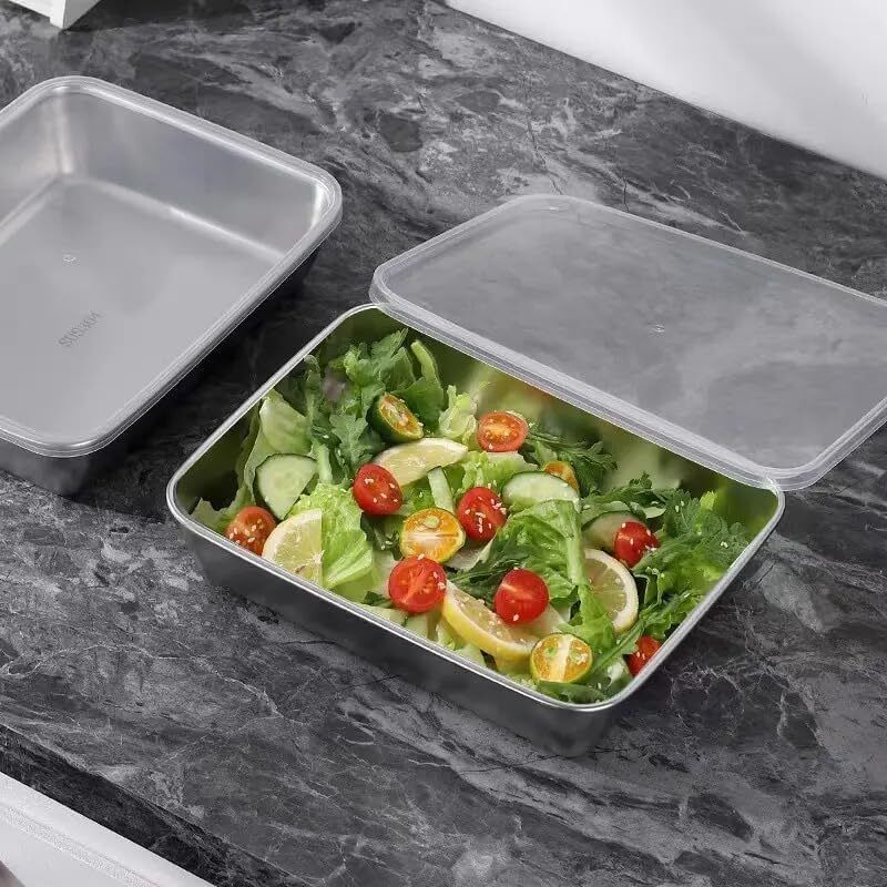 themancare 304 Stainless Steel Food Storage Container with Lid Tray Serving Set-picture-18