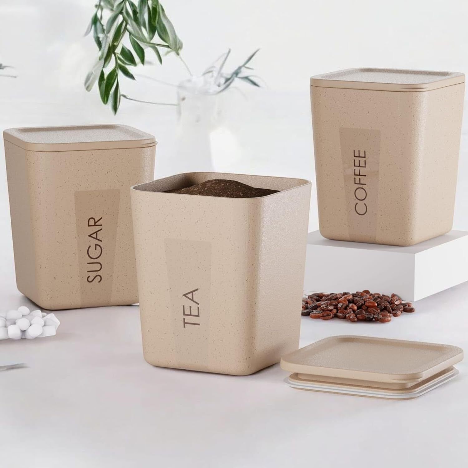 cookzella Biocomposite Tea Coffee & Sugar Container - 800 ml-picture-36