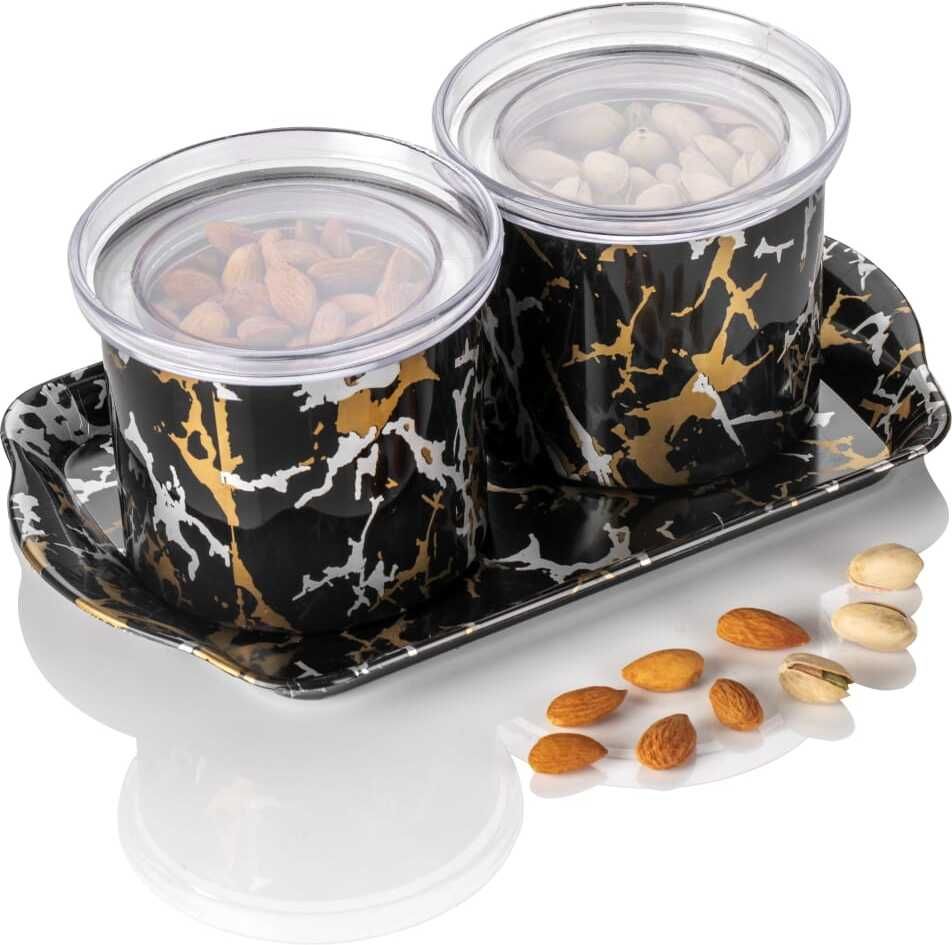 Air Tight Dry Fruits/Candy/Chocolate/Snacks Container Jar Set with Serving Tray Container Serving Set