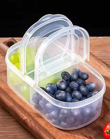 k u prime mart 2 Compartment Airtight Lunch Box Leakproof Food Storage Tiffin Box 2 Way 2 Containers Plastic School Lunch Box-picture-12