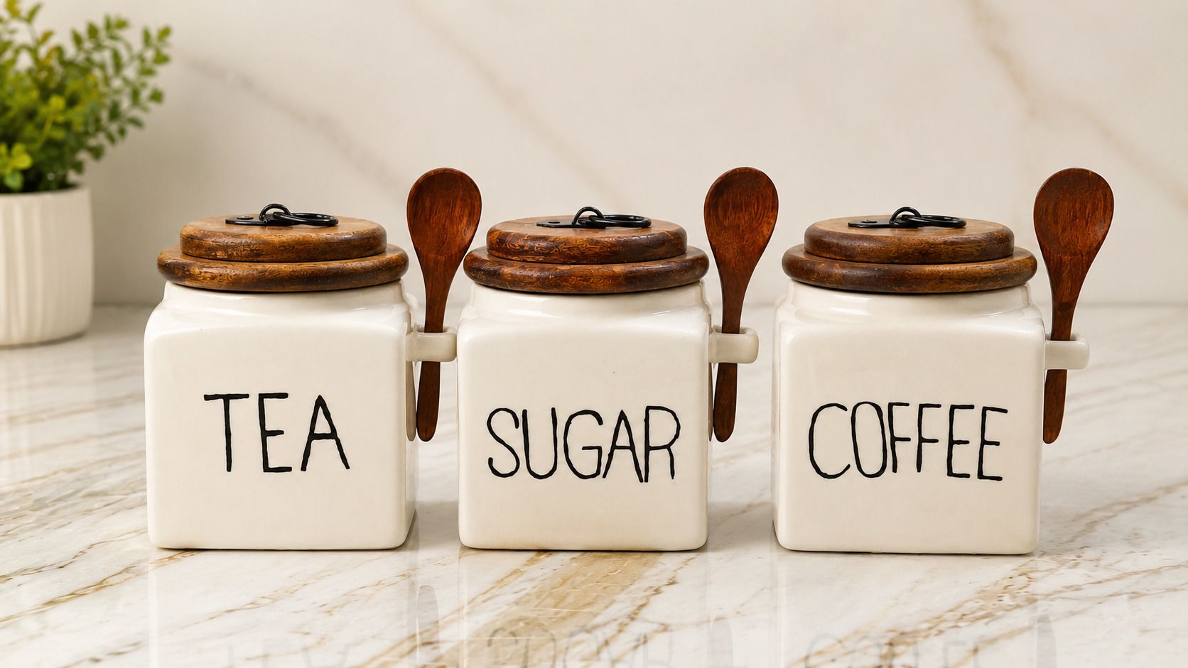 smtsumanenterprises Ceramic Tea Coffee & Sugar Container - 550 g-picture-12
