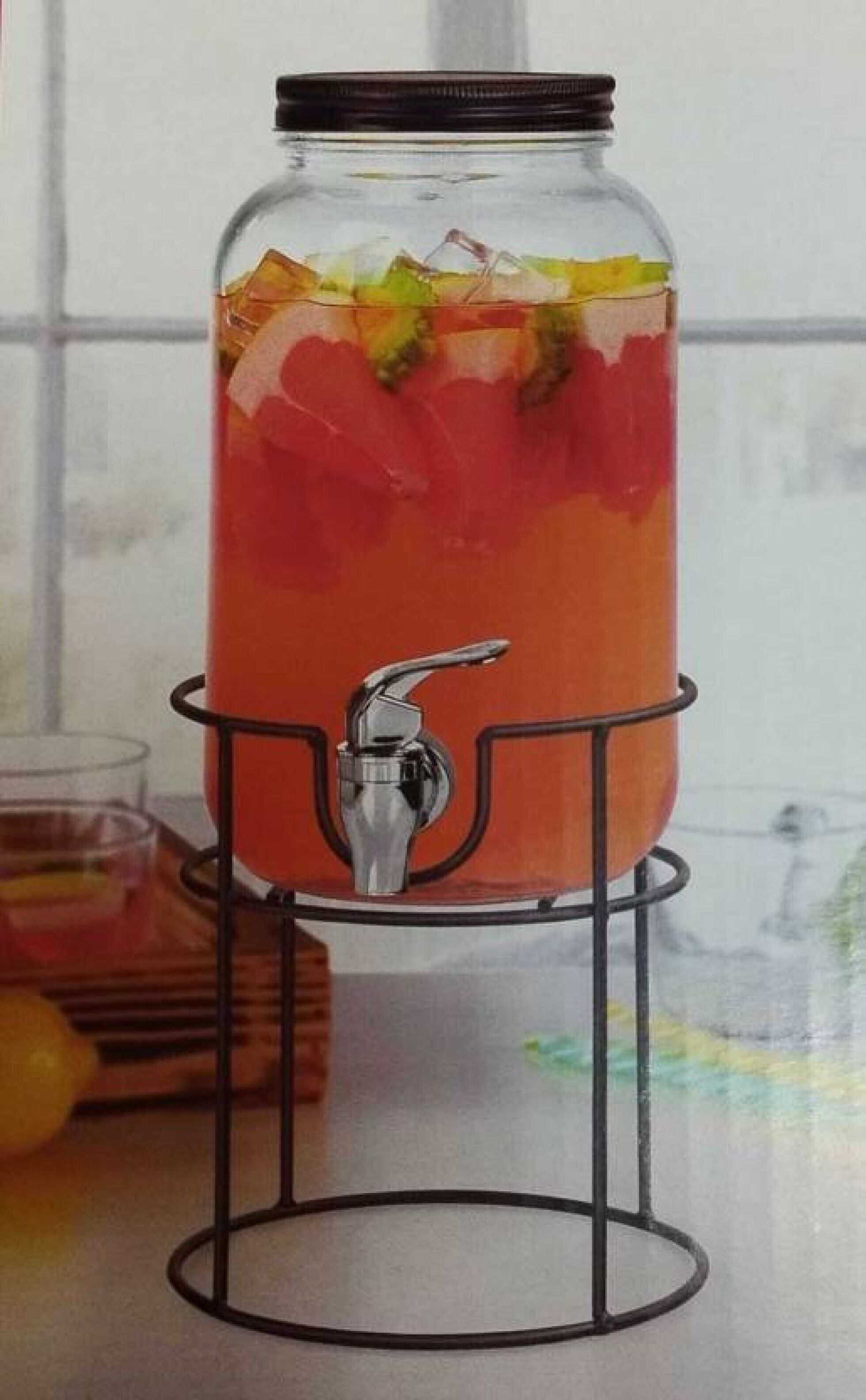 4 Liter Dispenser with tap and Black Stand Cold Water Mason Jar Beer Dispenser Bottom Loading Water Dispenser-image-30