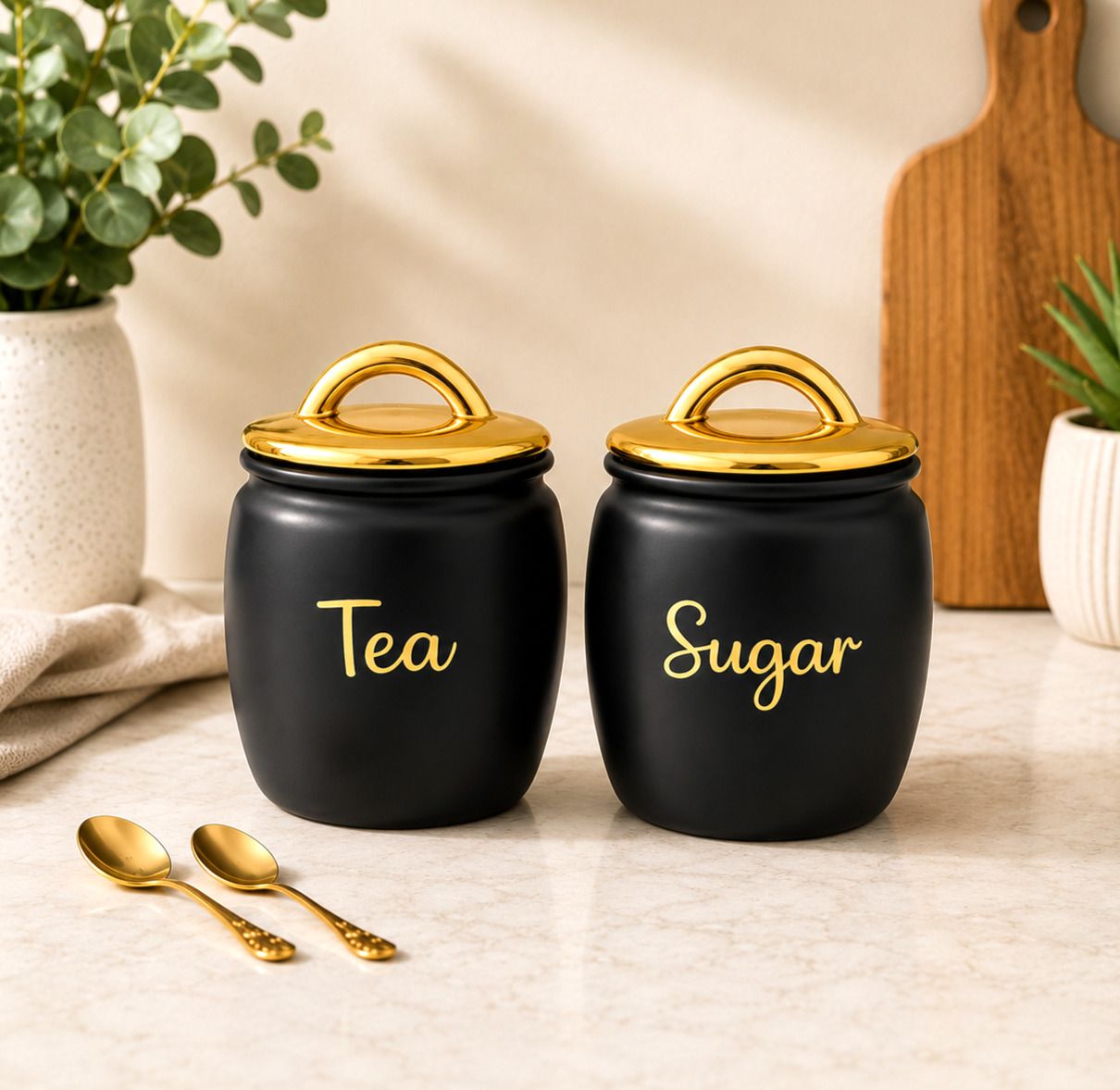aadvait enterprises Glass Tea Coffee & Sugar Container - 550 ml-picture-12