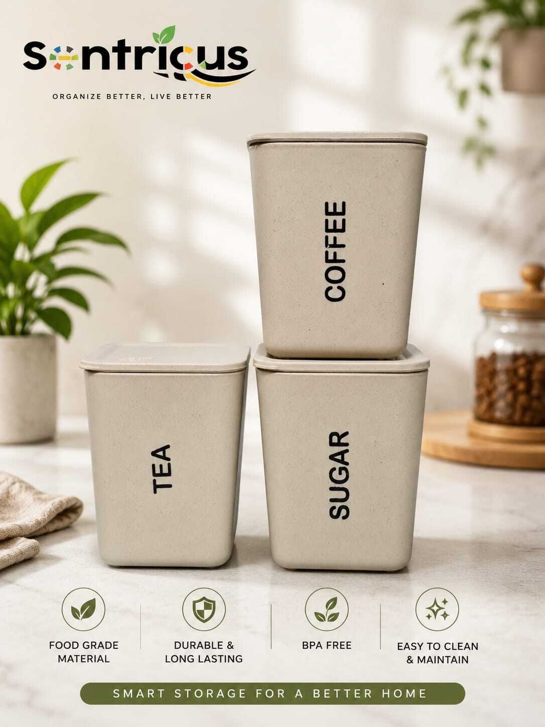 Plastic Tea Coffee & Sugar Container - 800 ml-image-43