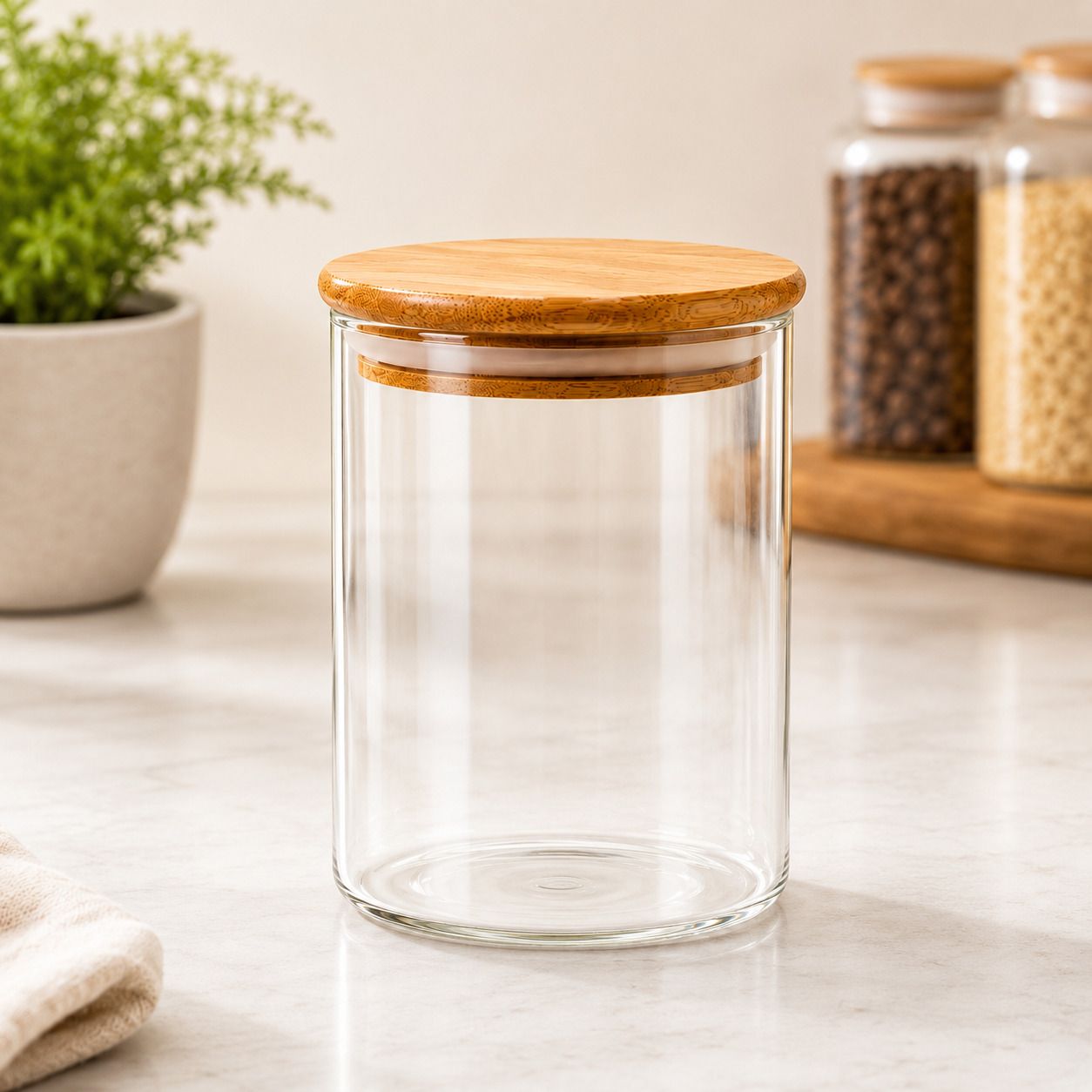 homesaan Glass, Wooden, Silicone Grocery Container - 275 ml-picture-45