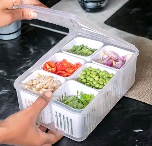Plastic BPA Free,Transparent plastic Fridge Storage Boxes for Garlic,Onion,Chili,Tomato, Storage Basket