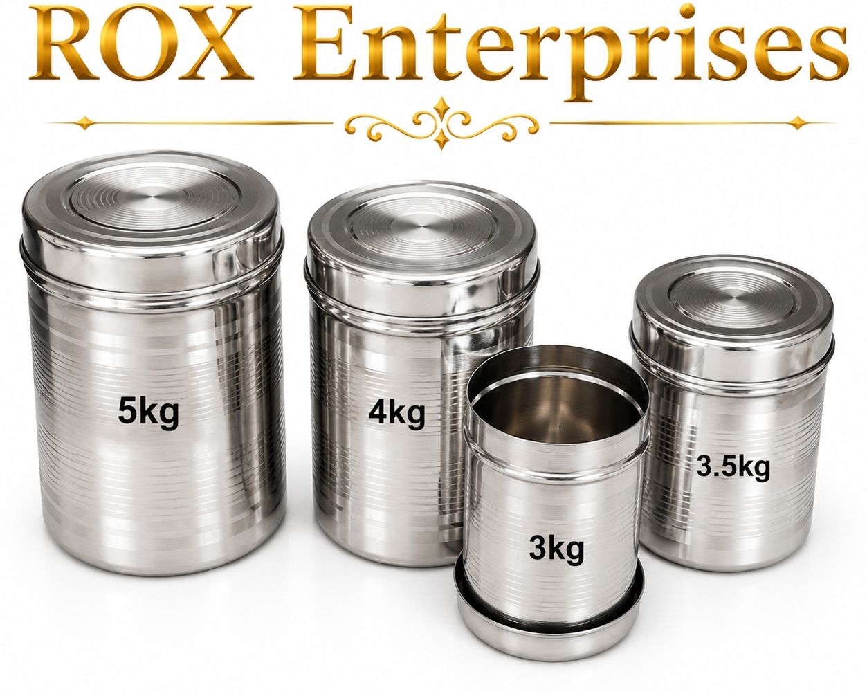 rox enterprises Steel, Stainless Steel Grocery Container - 5000 ml, 4000 ml, 3500 ml, 3000 ml-picture-18