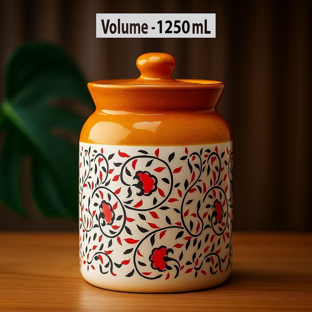 potterydarbar Ceramic Pickle Jar - 1250 ml-picture-20