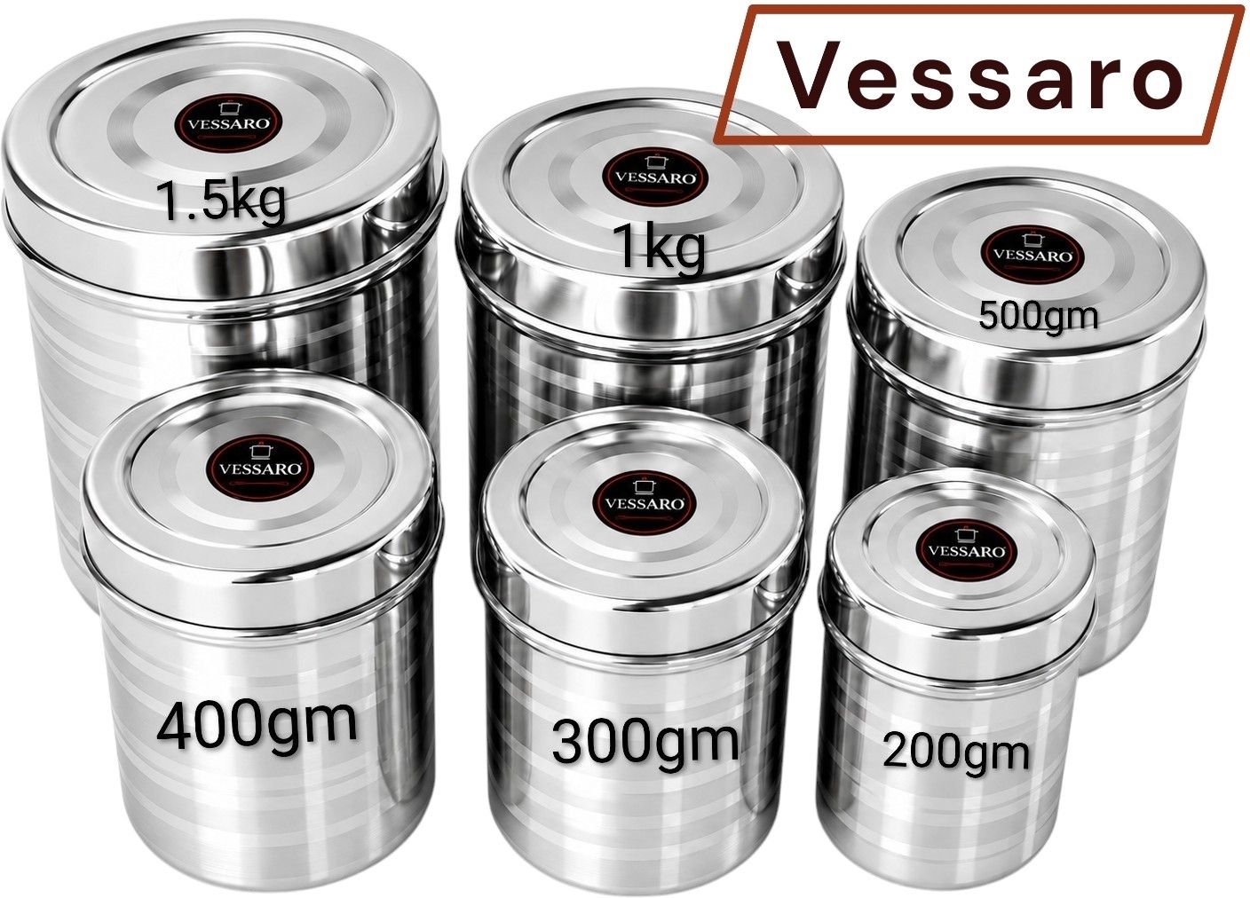Steel, Stainless Steel Grocery Container - 1500 ml, 1000 ml, 500 ml, 400 ml, 300 ml, 200 ml-image-40