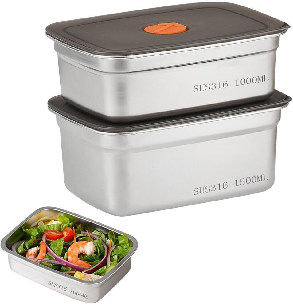Food Storage Containers with Airtight Leakproof Lids, 1200ml & 1500ml 2 Containers Lunch Box-image-29