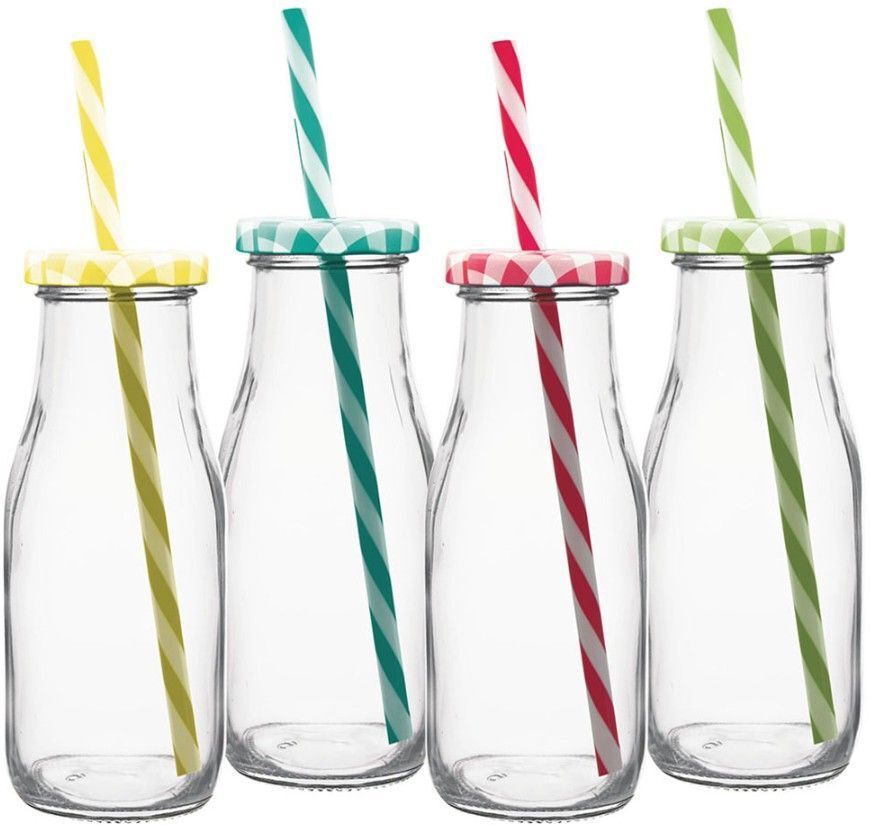 dreamaura Milk Bottle Glass Mason Jar with Reusable Straw Lid 1 PC-picture-43