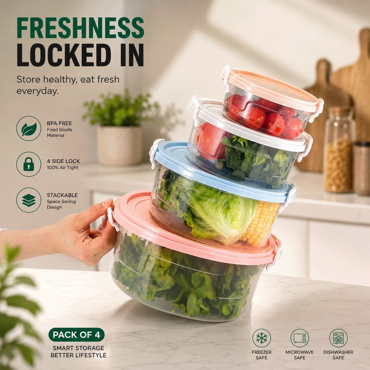 dxdt Plastic Grocery Container - 700 ml, 1300 ml, 2100 ml, 3300 ml-picture-17